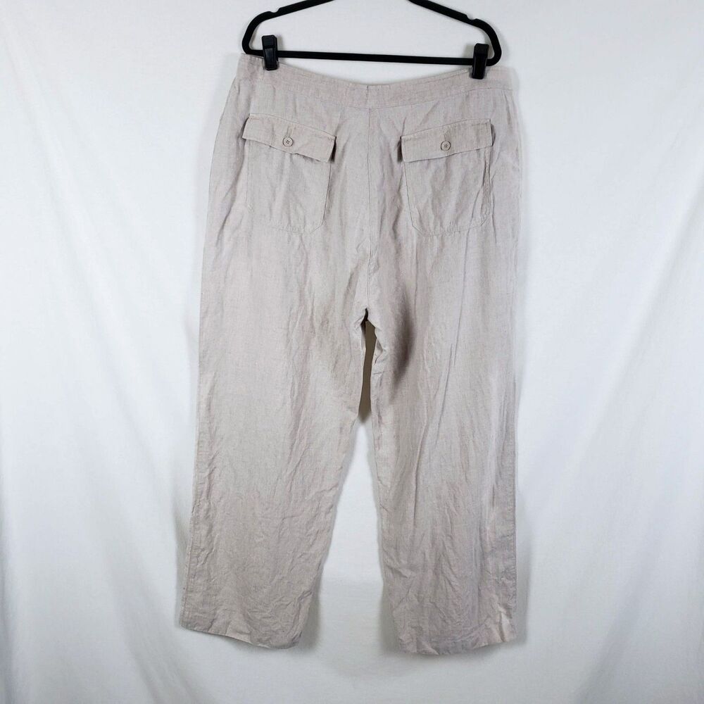 Brandini Coastal Euro Summer Linen Pants Womens XL Straight Leg Resort Natural - Picture 4 of 8